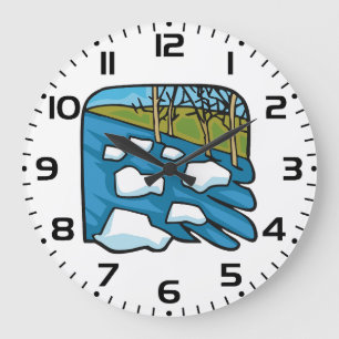 Winterlicher Fluss mit Eisschollen beim Tauen Große Wanduhr