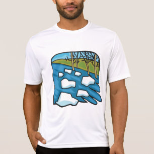 Winterlicher Fluss mit Eisschollen beim Tauen T-Shirt