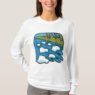Winterlicher Fluss mit Eisschollen beim Tauen T-Shirt