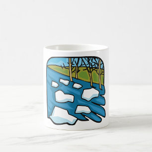 Winterlicher Fluss mit Eisschollen Kaffeetasse
