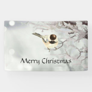 Winterlicher Frostiger Baum Meisen Vogel Custom Banner