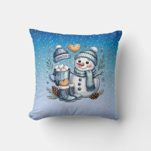 Winterlicher gemütlicher Schneemann Kissen