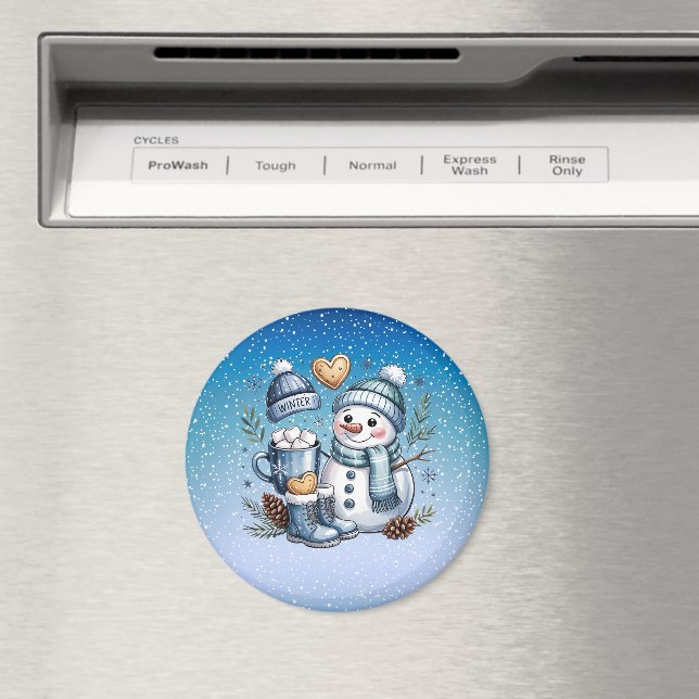 Winterlicher gemütlicher Schneemann Magnet (In Situ (Geschirrspüler))