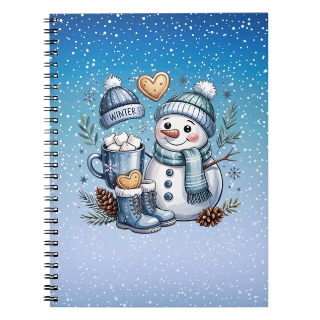 Winterlicher gemütlicher Schneemann Notizblock (Vorderseite)