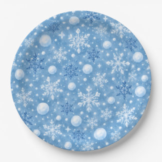 Winterlicher Schnee Pappteller