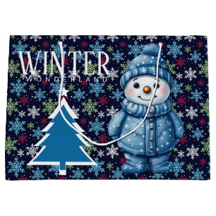 Winterlicher Schneemann   Große Geschenktüte