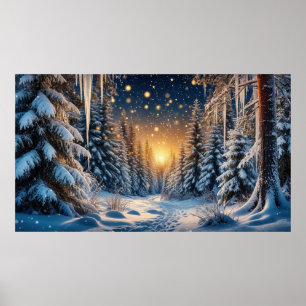 Winterlicher Schneewald ❄️ Goldenes Licht ✨ Festli Poster