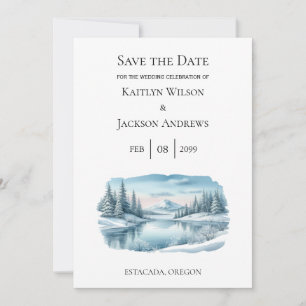 Winterlicher See in den Schneebedeckten Bergen - T Save The Date