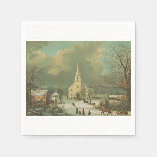 Winterlicher Sonntag in alten Zeiten Serviette
