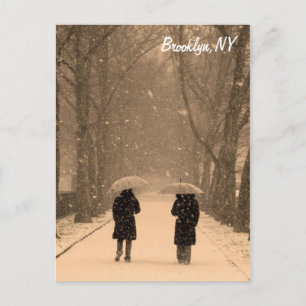 Winterlicher Spaziergang Brooklyn Postkarte