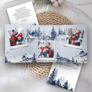 Winterliches Bergdorf-Schneefoto Weihnachten Dreifach Gefaltete Urlaubskarte