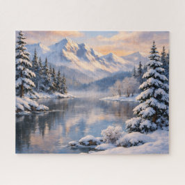 Winterliches Bergsee-Reflektionspuzzle