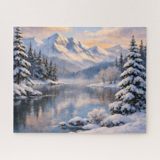 Winterliches Bergsee-Reflektionspuzzle