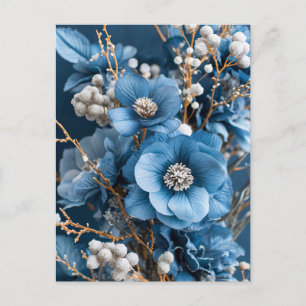 Winterliches Bouquet in Blau und Weiß Postkarte