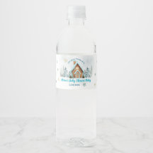 Winterliches Gingerbread-Haus Blaues Baby-Einladun