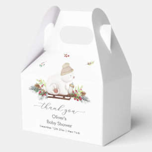 Winterliches Holzschlitten-Eisbär-Baby-Shower Geschenkschachtel