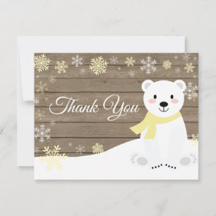 Winterliches Polar-Bär-Schneeflocken-Gelb-Dankesch Dankeskarte