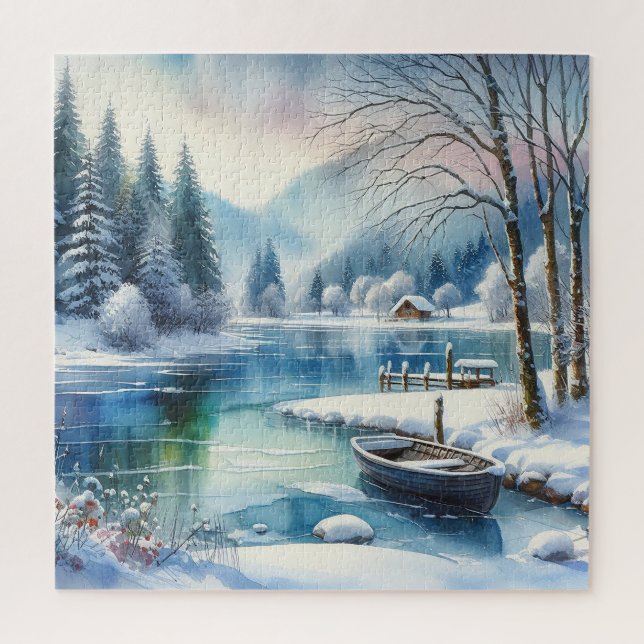 Winterliches Seebild-Puzzle (Vertikal)