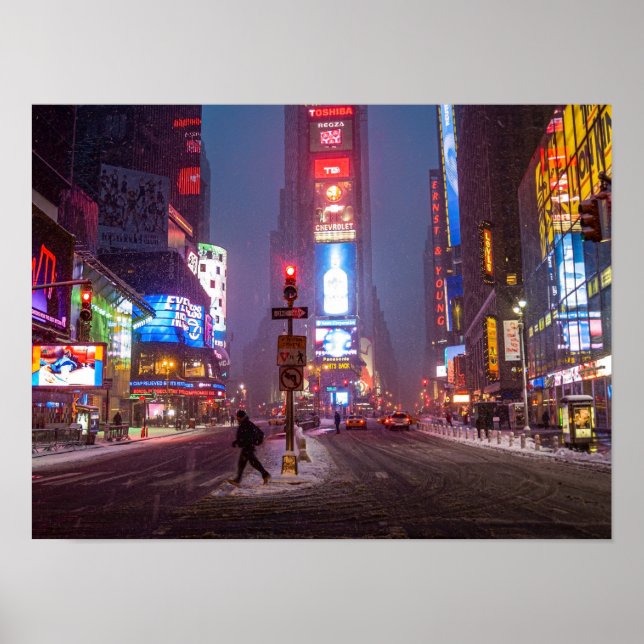 Winterliches Times Square Poster (Vorne)