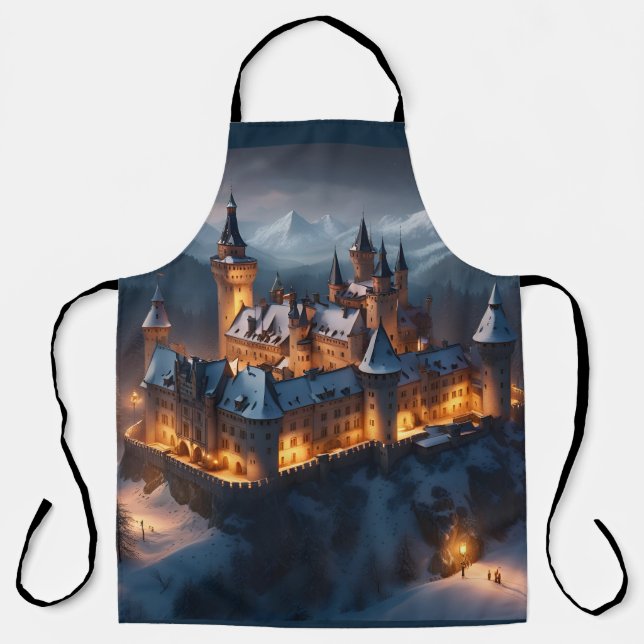 Winterliches Zaubererschloss  Schürze (Vorderseite)