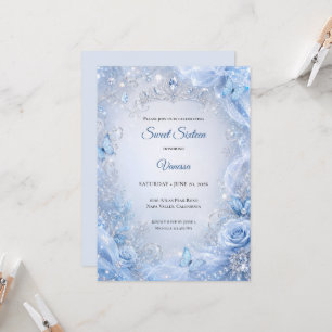 Winterlicht Blaue Prinzessin Sweet 16 Einladung
