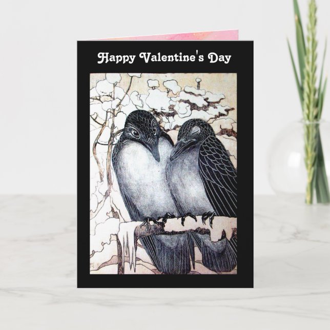 WINTERLIEBE VÖGEL / Glücklicher Valentinstag Feiertagskarte (Vorderseite)