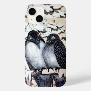 WINTERLIEBE VÖGEL IM SCHNEE Schwarz-Weiß Zeichnend Case-Mate iPhone 14 Hülle
