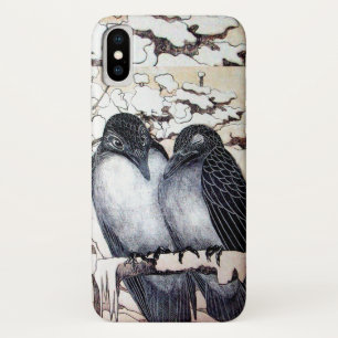 WINTERLIEBE VÖGEL IM SCHNEE Schwarz-Weiß Zeichnend Case-Mate iPhone Hülle