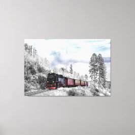 Winterlokomotive-Szene Leinwanddruck