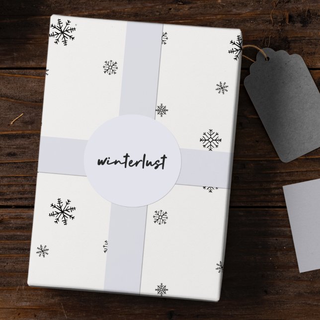 Winterlust | Winter Modernes Minimalistisches Weih Runder Aufkleber (Von Creator hochgeladen)