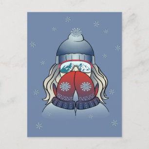 Wintermädchen mit Schneeflocke Feiertagspostkarte