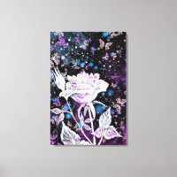 Wintermalerei Rose und Schmetterlinge Leinwand dru