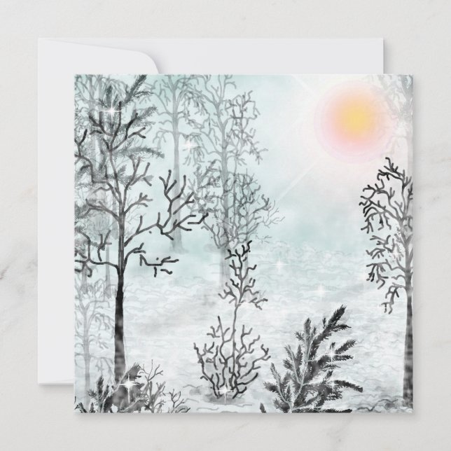 Wintermalerei, Weihnachten, Winter, Aquarell Einladung (Vorderseite)
