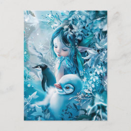 Wintermärchen mit Penguin Companion Postkarte