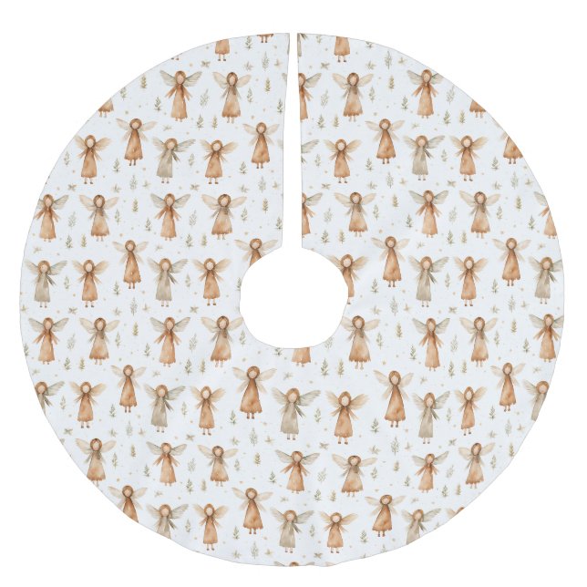 Wintermärchen neutrale Farben Baumrock Polyester Weihnachtsbaumdecke (Vorderseite)