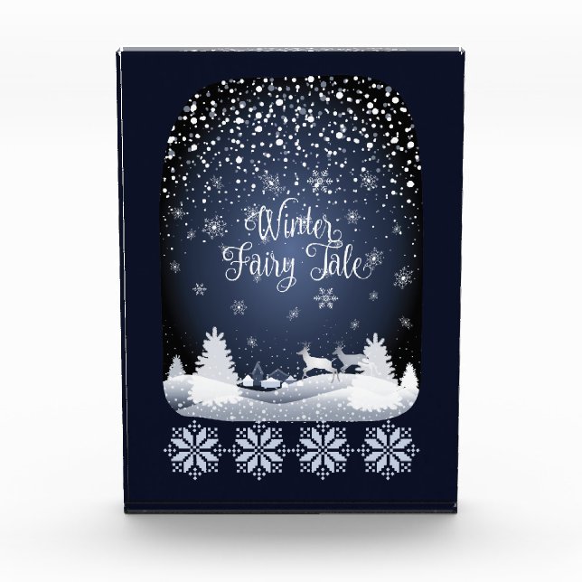 Wintermärchen Tale Night Fantasy Snowy Forest Fotoblock (Vorderseite)