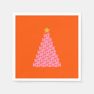 Wintermarkt 02 Weihnachtsbaum Rosa und Orange Serviette