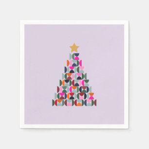 Wintermarkt 04 Weihnachtsbaum Lila Urlaub Serviette