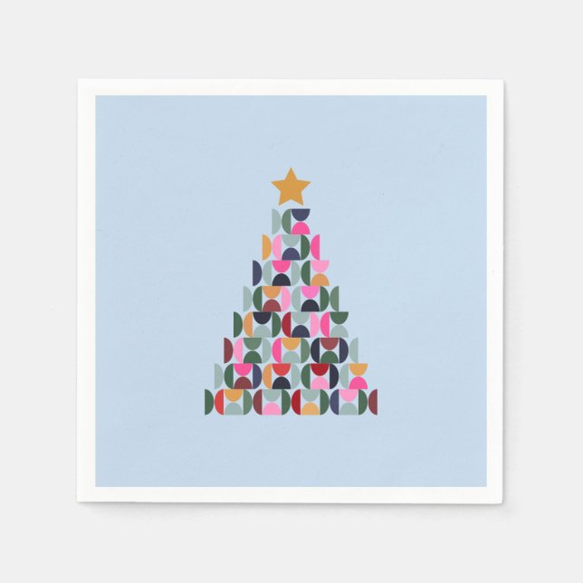 Wintermarkt 10 farbenfroher Weihnachtsbaum Serviette (Vorderseite)