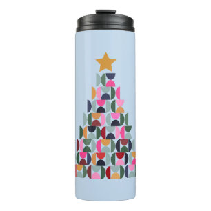 Wintermarkt 10 farbenfroher Weihnachtsbaum Thermosbecher