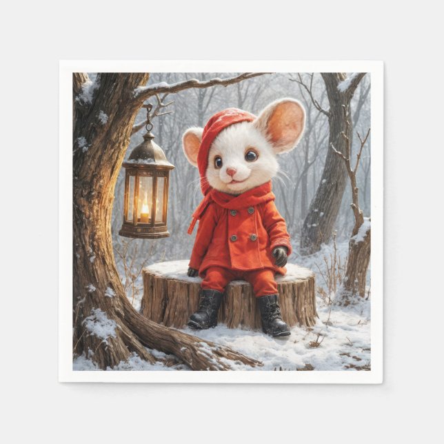 Wintermäuse mit Waldrinnen Serviette (Vorderseite)
