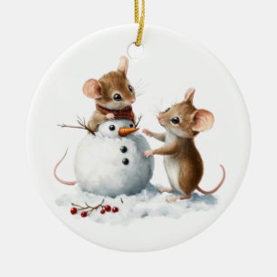 Wintermäuse-Ornament Keramik Ornament