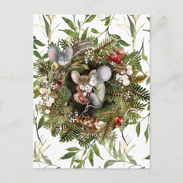 Wintermäuse Weihnachtsfeiertag Postkarte (Vorderseite)