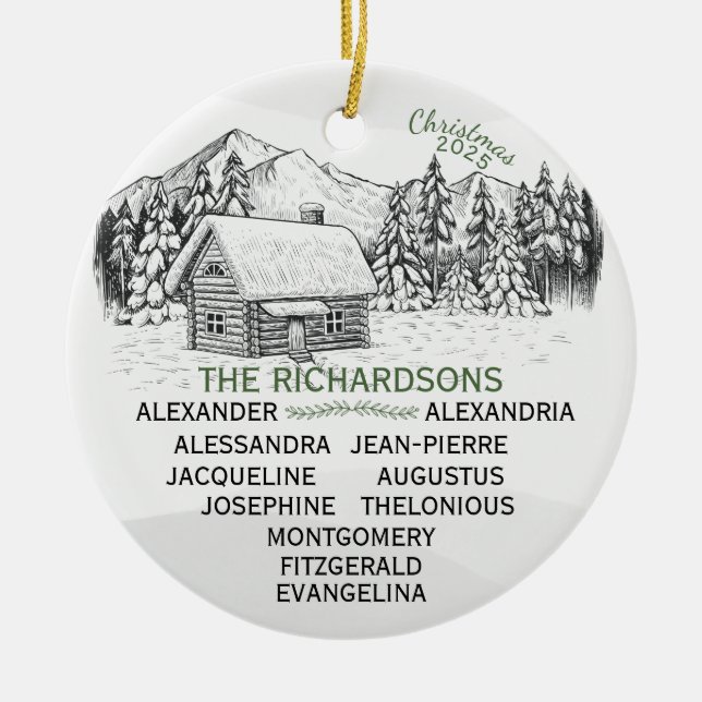 Wintermelokabine Snowy Mountain X11 Keramik Ornament (Vorne)