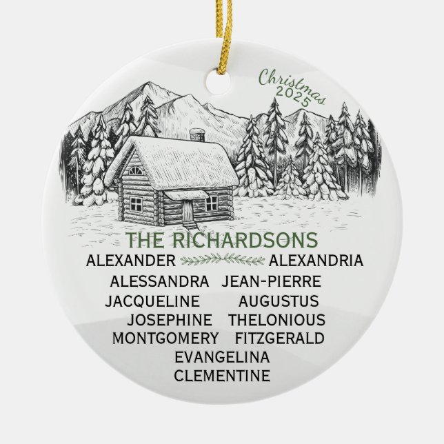 Wintermelokabine Snowy Mountain X12 Keramik Ornament (Vorne)