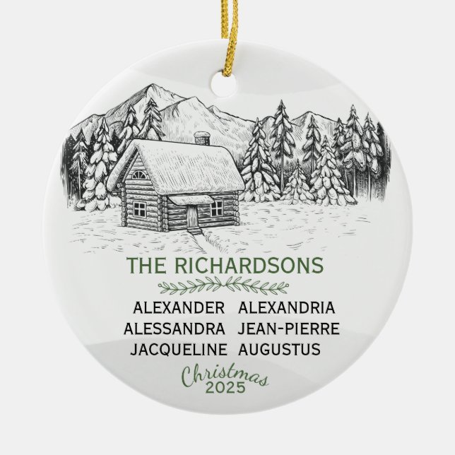 Wintermelokabine Snowy Mountain X 6 Keramik Ornament (Vorne)