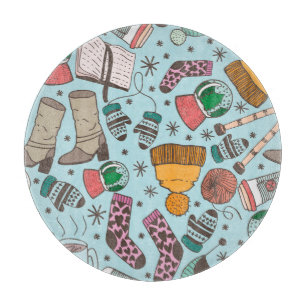 Wintermode-Doodle-Skizzenmuster Schneidebrett