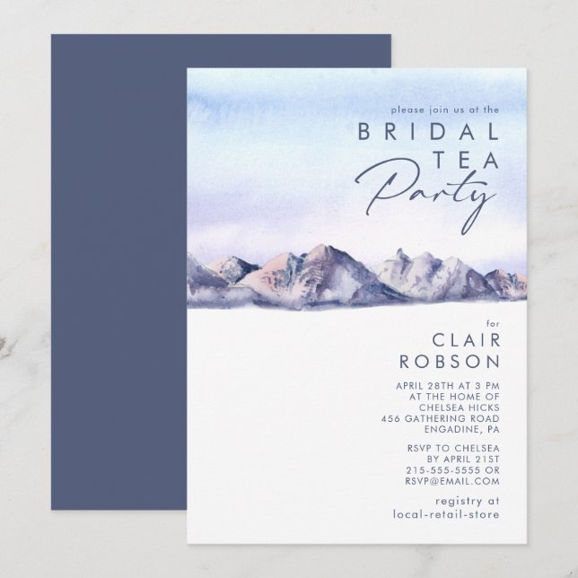 Wintermonate Sunset Bridal Tee Party Einladung (Vorne/Hinten)