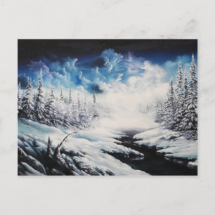 Wintermondschnee-Szene auf individuell anpassbaren Postkarte