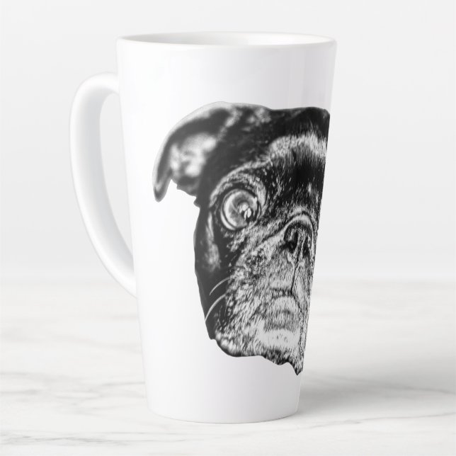 Wintermorgen-Mops-Schatten Milchtasse (Linke Ecke)